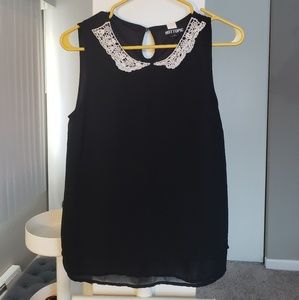 Flowy Black Blouse With Skull Collar